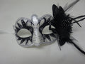 White & Black Swan Lake Masquerade Ball Party Prom Eye Mask with Flower