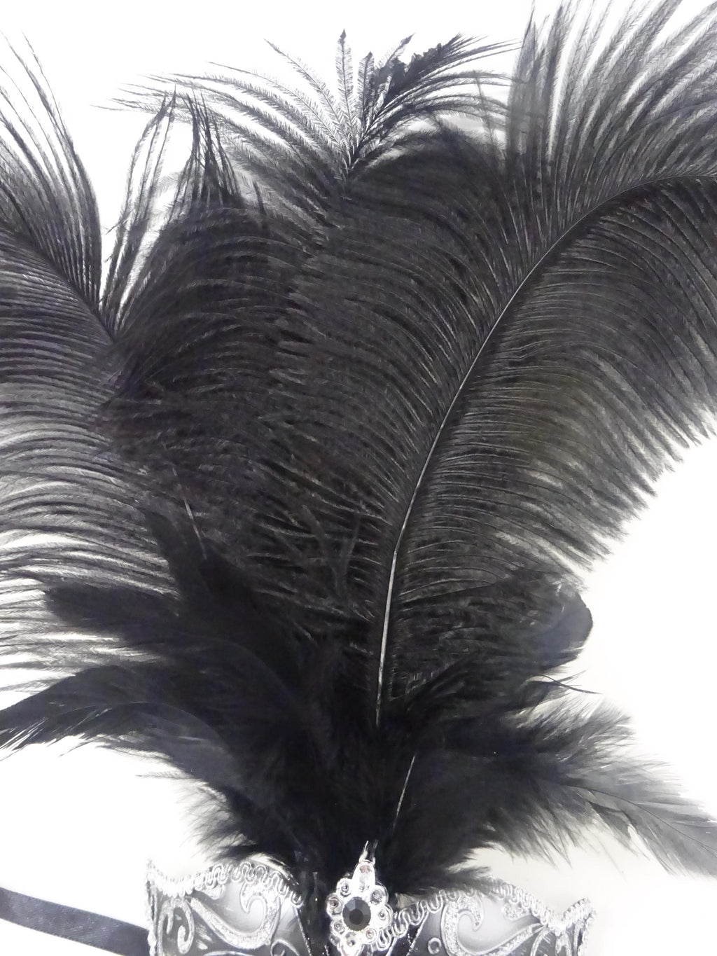 Stunning Black and Silver Assorted Ostrich Feather Masquerade Party Ball Prom Eye Mask