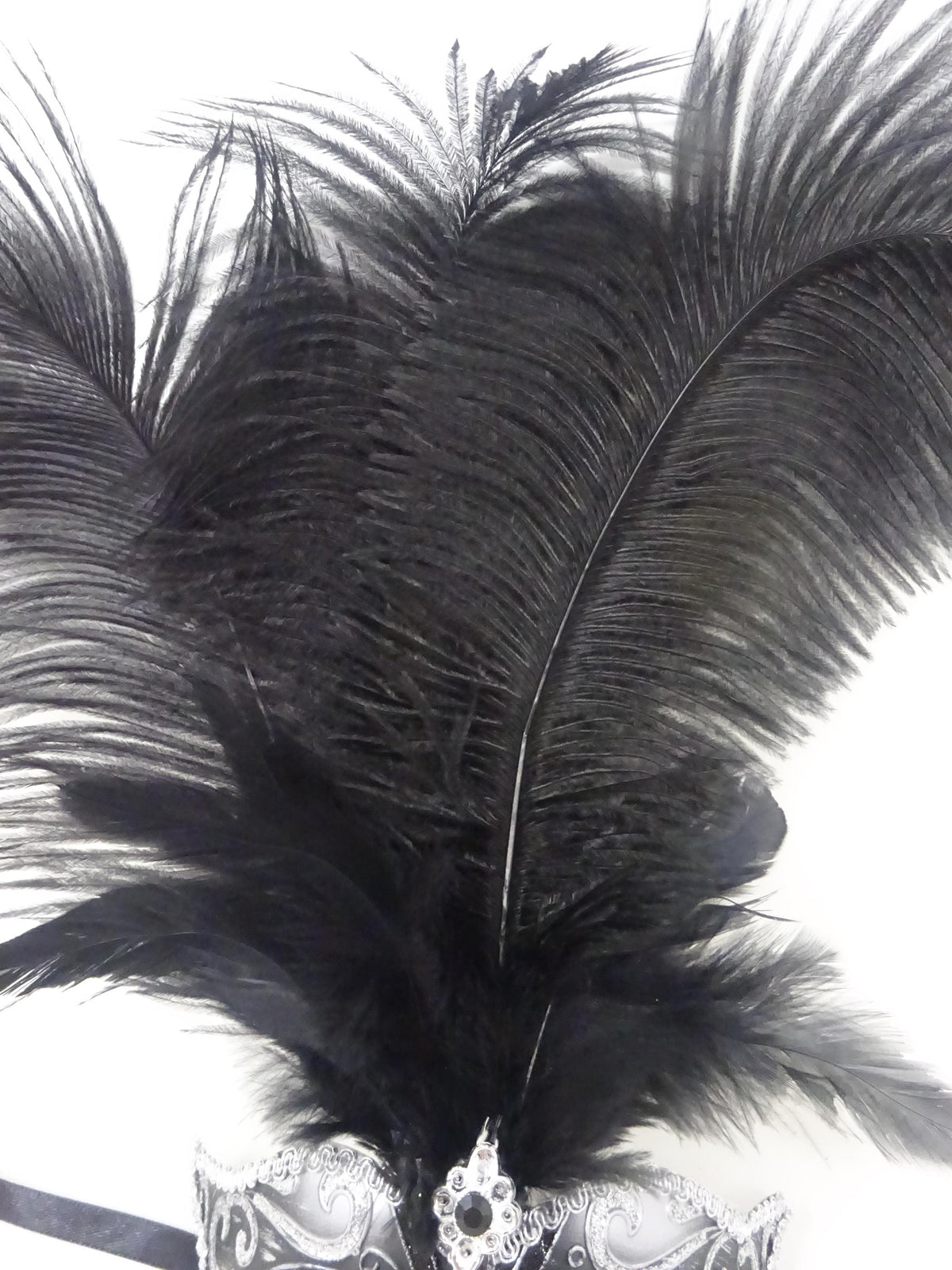 Stunning Black and Silver Assorted Ostrich Feather Masquerade Party Ball Prom Eye Mask
