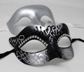 Black and Silver Diamonte Pair of Male and Female Couples Masquerade Masks