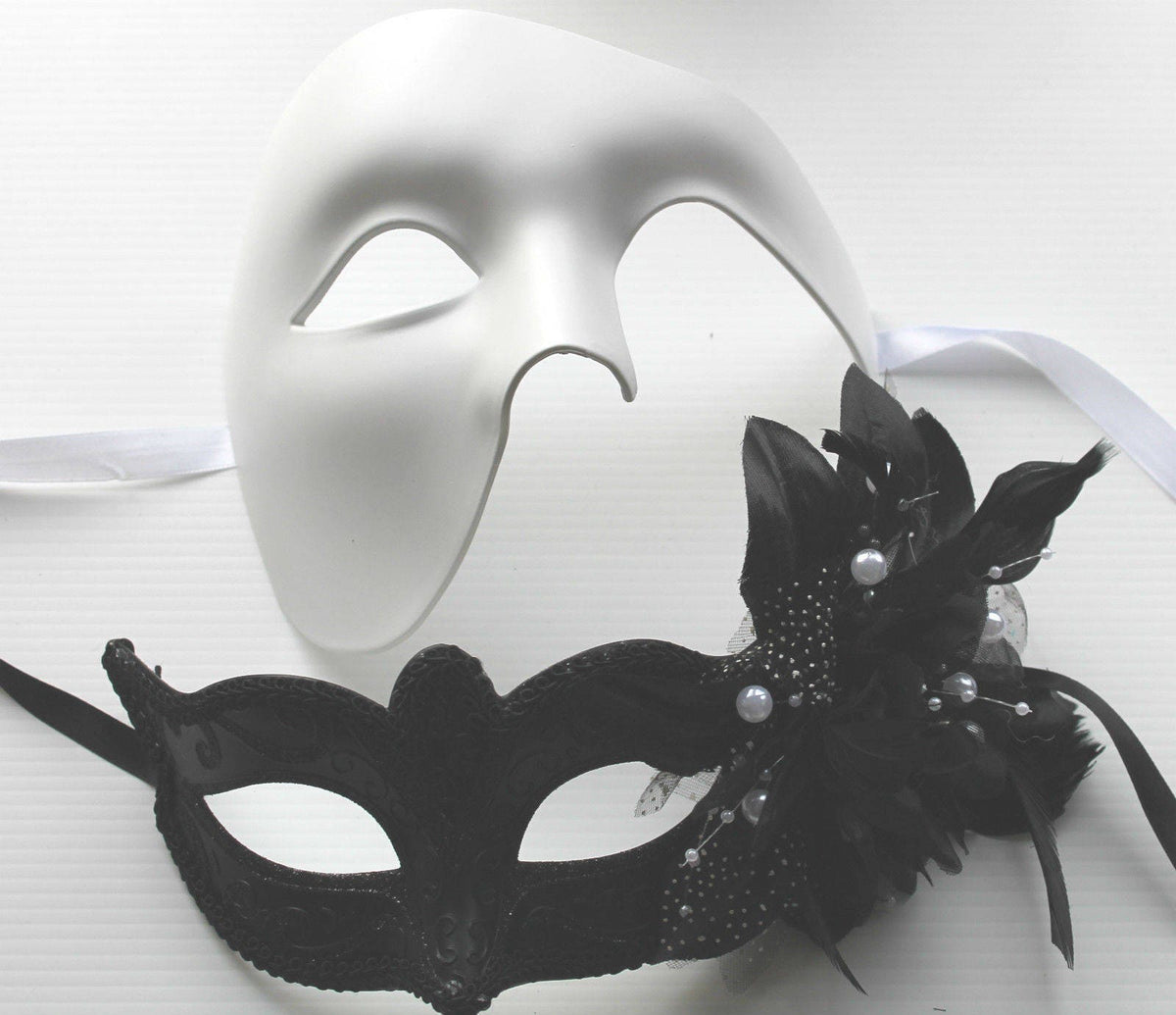 His and Hers Couples Masks in White and Black