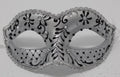 Black and Pearlised Silver Venetian Masquerade Party Ball Prom Eye Mask Adorned with Clear Jewels