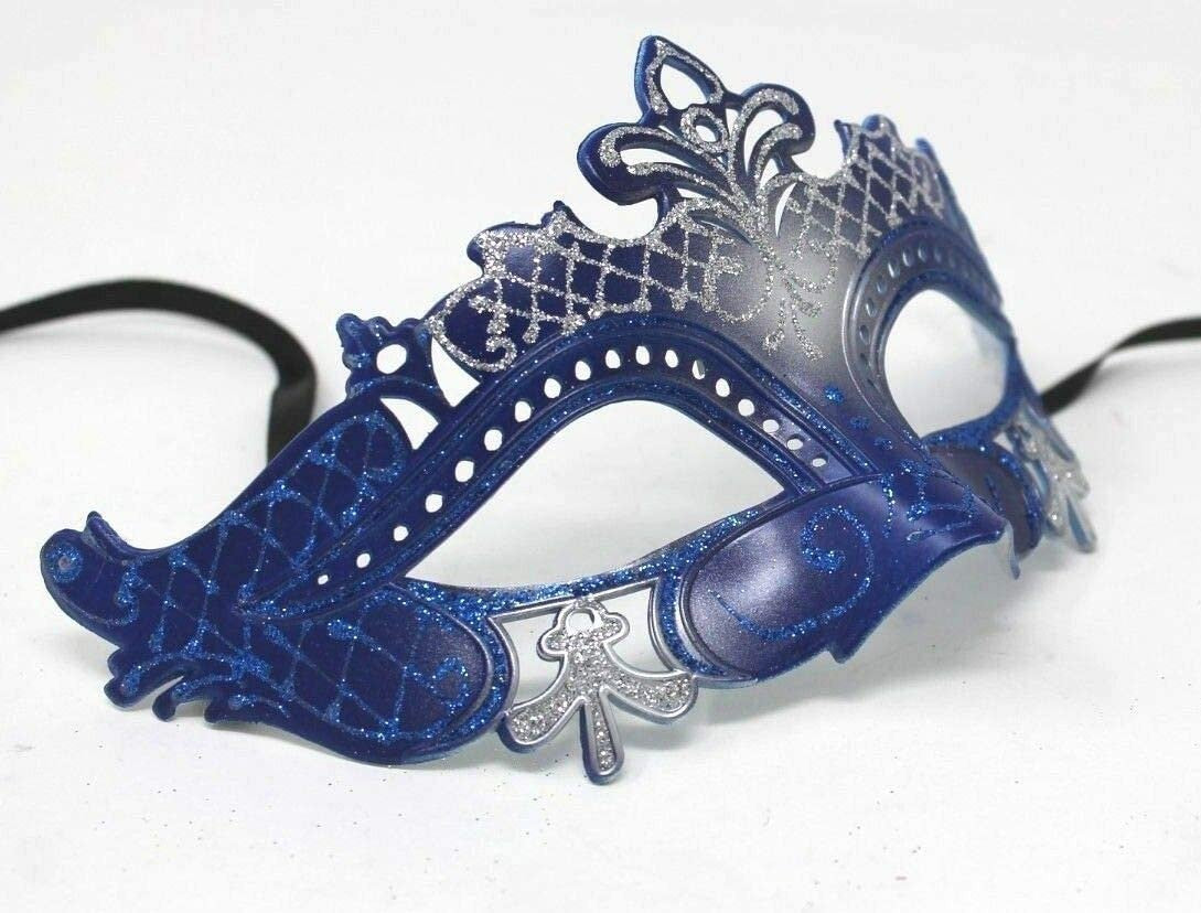 Ladies Blue and Silver Rialto Masquerade Party Carnival Ball Eye Mask