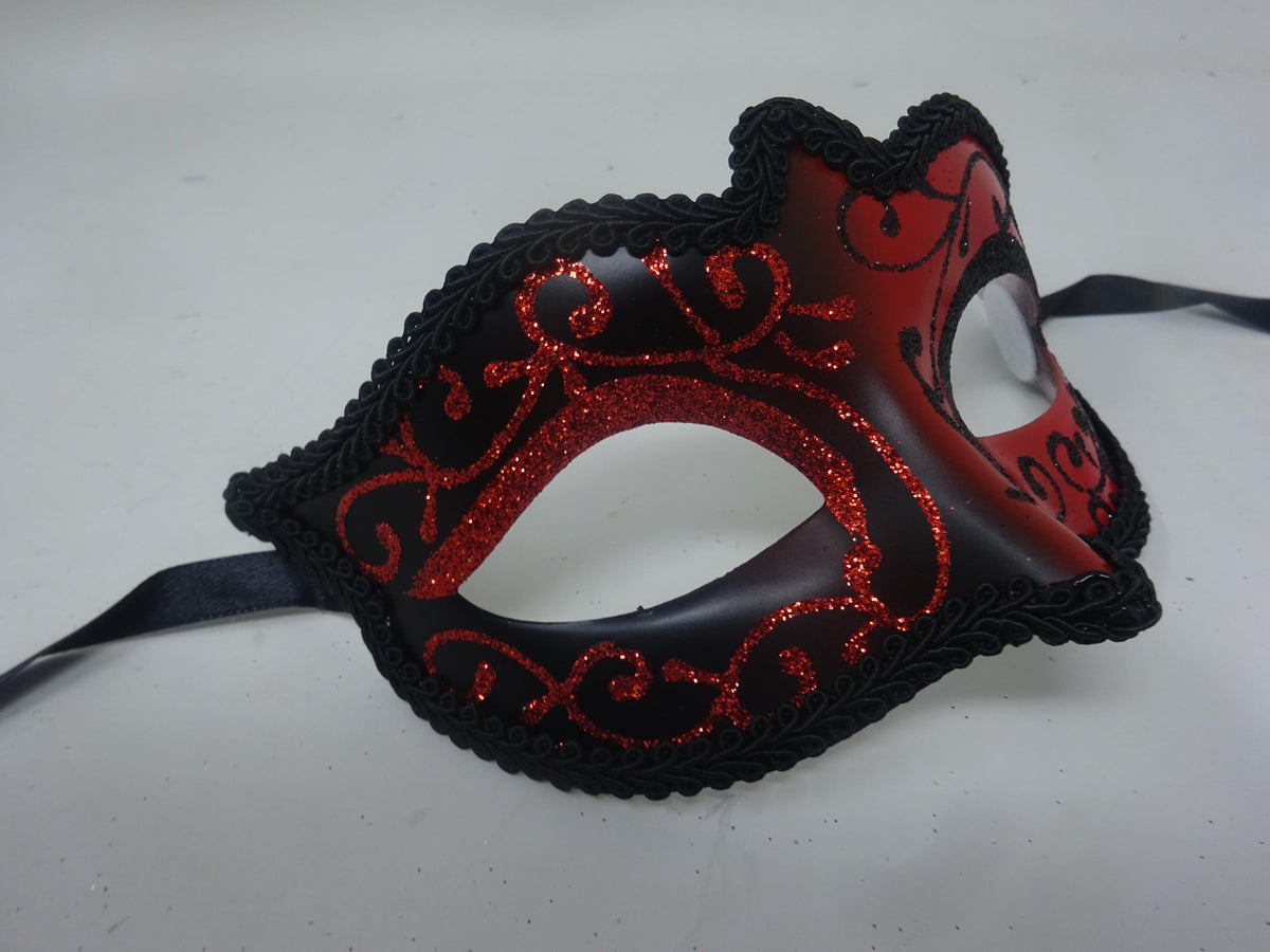 Red and Black Venetian Masquerade Party Prom Eye Mask for Masked Ball
