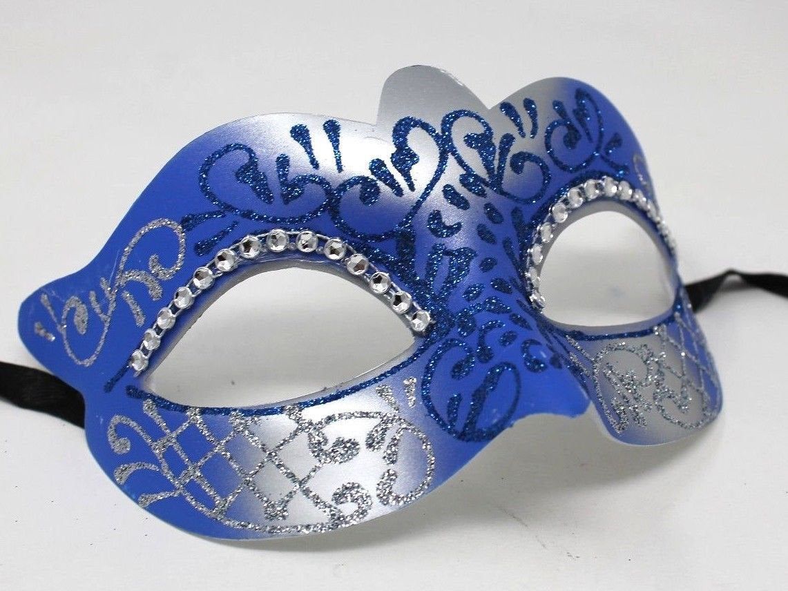 Blue and Silver Diamonte Masquerade Mask