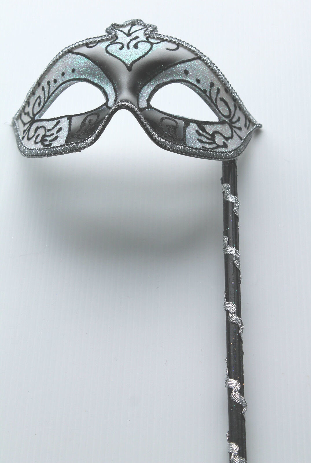 White and Silver Mask on Stick