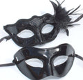 Shiny Black Pair of Male and Female Masquerade Masks