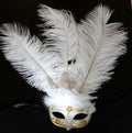White and Gold Feather Masquerade Mask