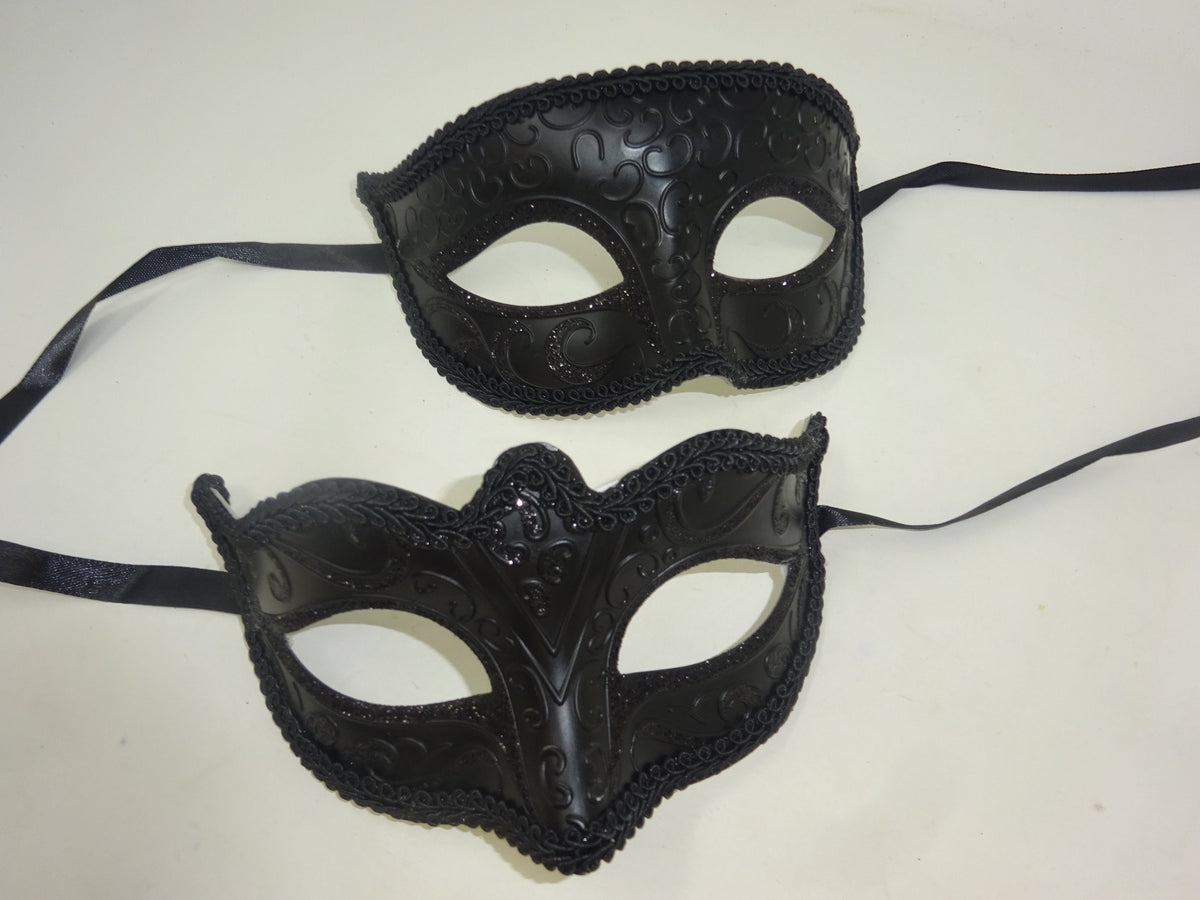 Black His n Hers Couples Venetian Masquerade Party Ball Eye Carnival Masks
