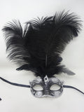 Stunning Black and Silver Assorted Ostrich Feather Masquerade Party Ball Prom Eye Mask
