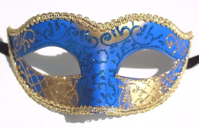 Blue and Gold Masquerade Mask