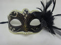 Black, Bronze, Gold and Silver Masquerade Mask with Flower
