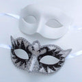 His and Hers Flick Swan Lake Couples Masks in Black and Pearlised White