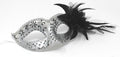 White & Black Sparkling Masquerade Mask with Flower