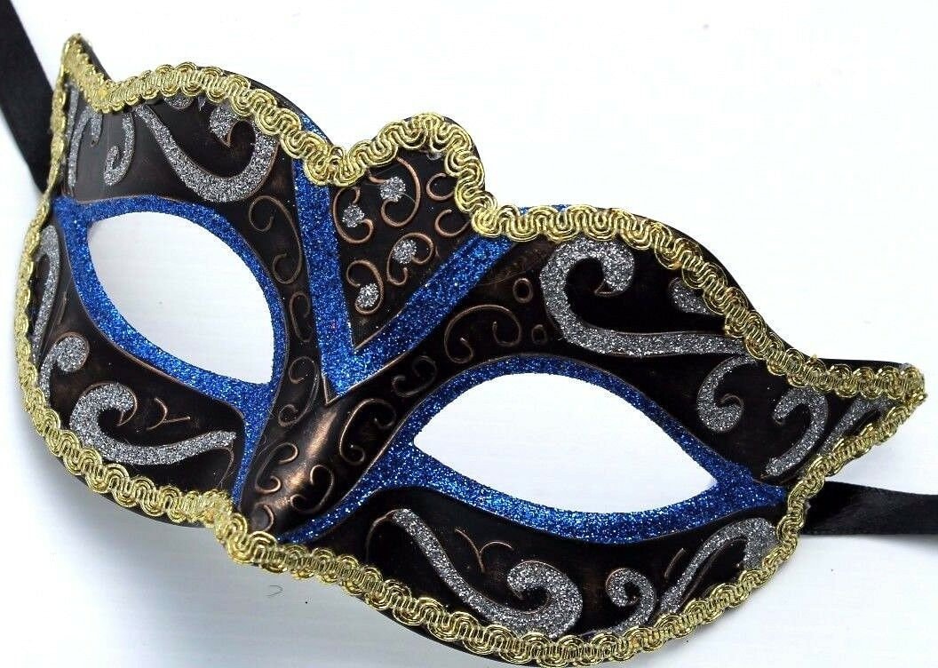 Blue, Bronze, Silver, Gold and Black Masquerade Mask for Masked Ball