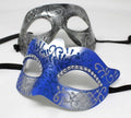 Blue and Silver His and Hers Couple Masquerade Masks