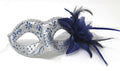 Blue and Silver Masquerade Mask with Flower