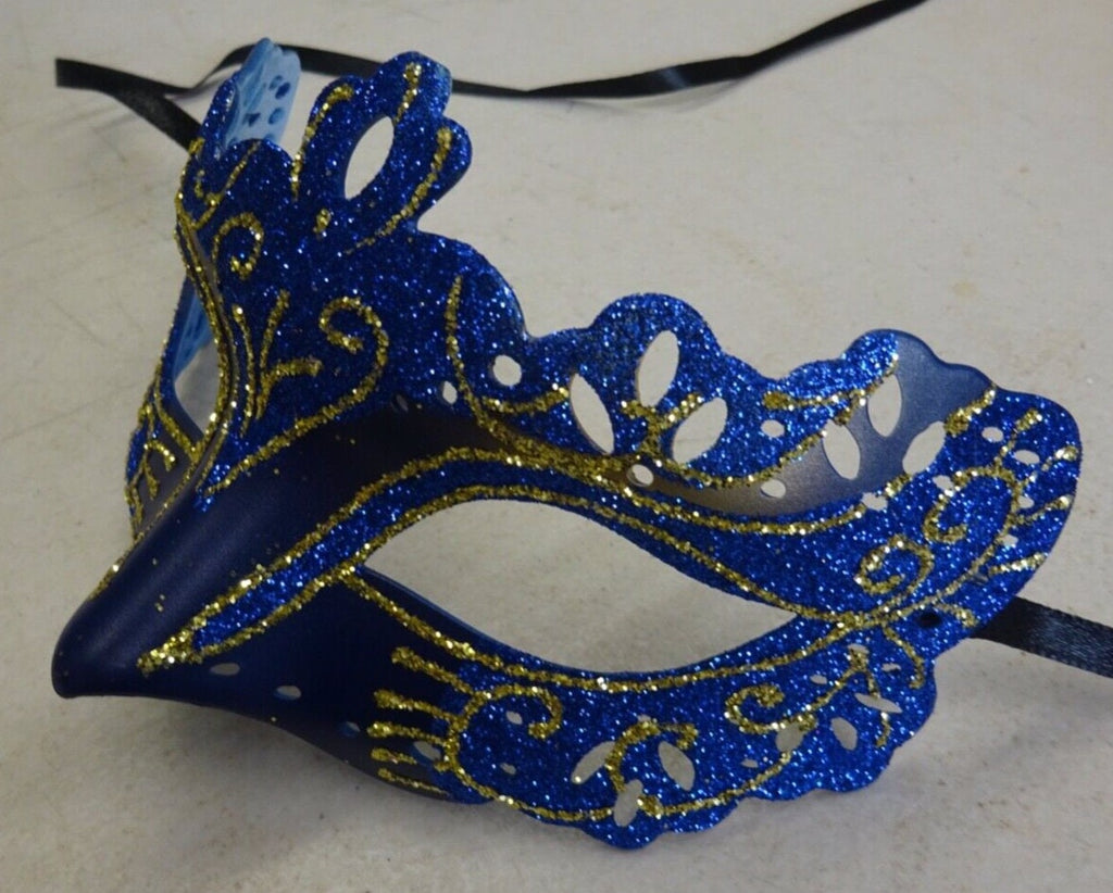 Blue and Gold Rialto Venetian Masquerade Carnival Ball Party Eye Mask