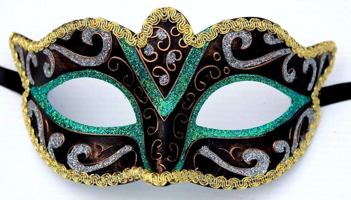 Green, Gold, Bronze and Silver Masquerade Mask