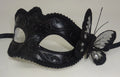 Black Venetian Masquerade Ball Party Carnival Mask with Black Butterfly Details