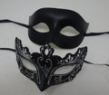 Black and Silver Pair of Male and Female Couples Masquerade Party Ball Prom Masks