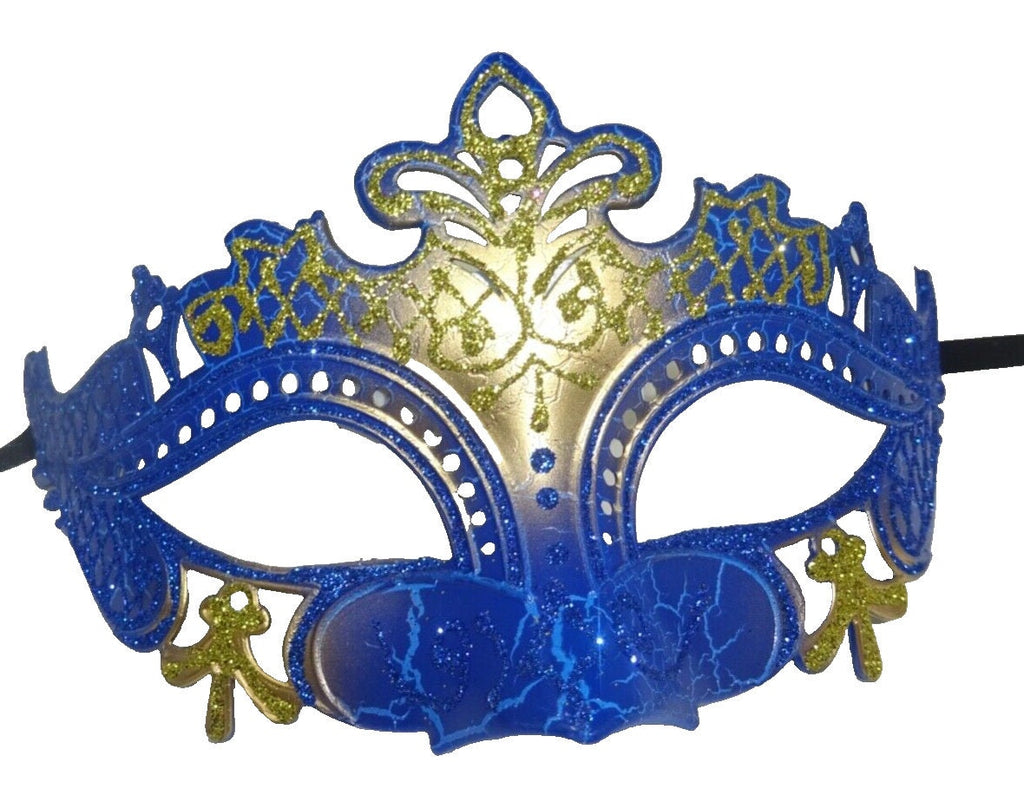 Ladies Blue and Gold Rialto Masquerade Ball Party Carnival Party Eye Mask