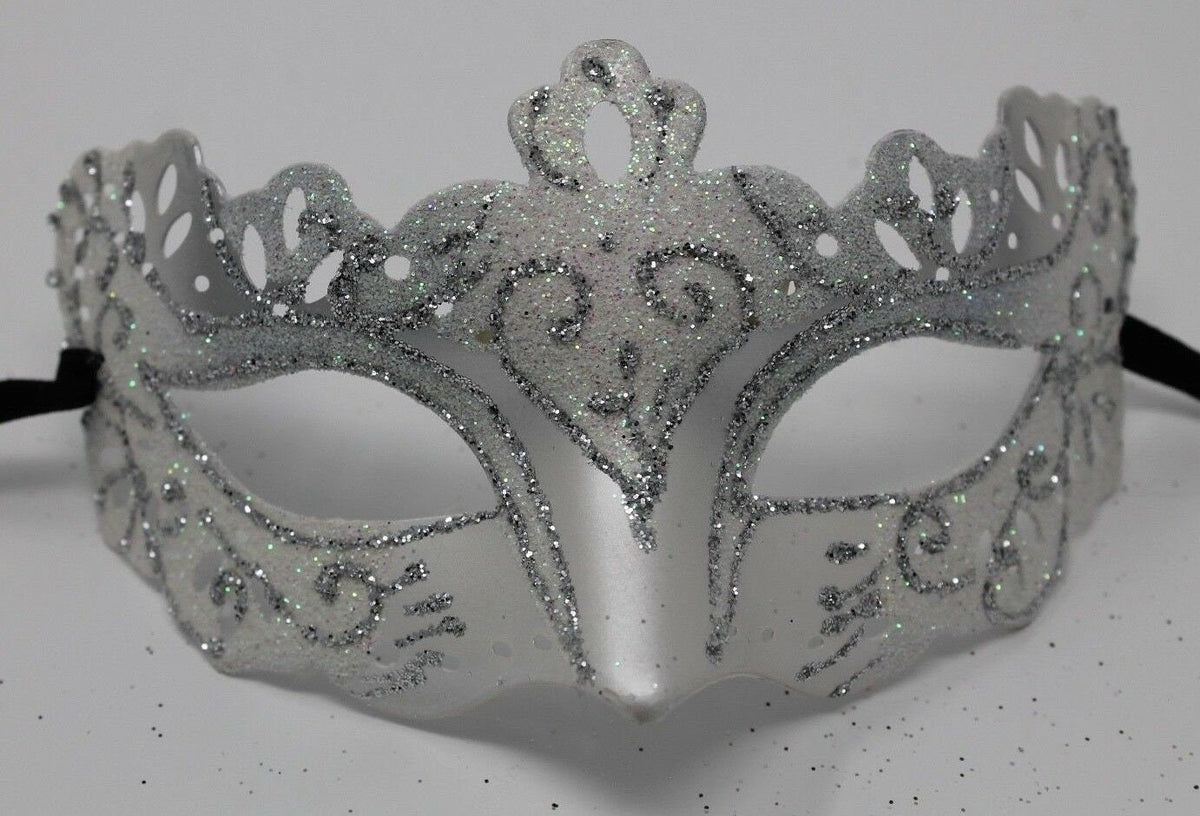 Rialto White and Silver Venetian Masquerade Party Prom Ball Eye Mask