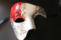 Red and Silver Half Face Phantom Masquerade Mask