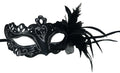 Black and Silver Rialto Masquerade Mask with Flower for Masked Ball Carnival Party Halloween