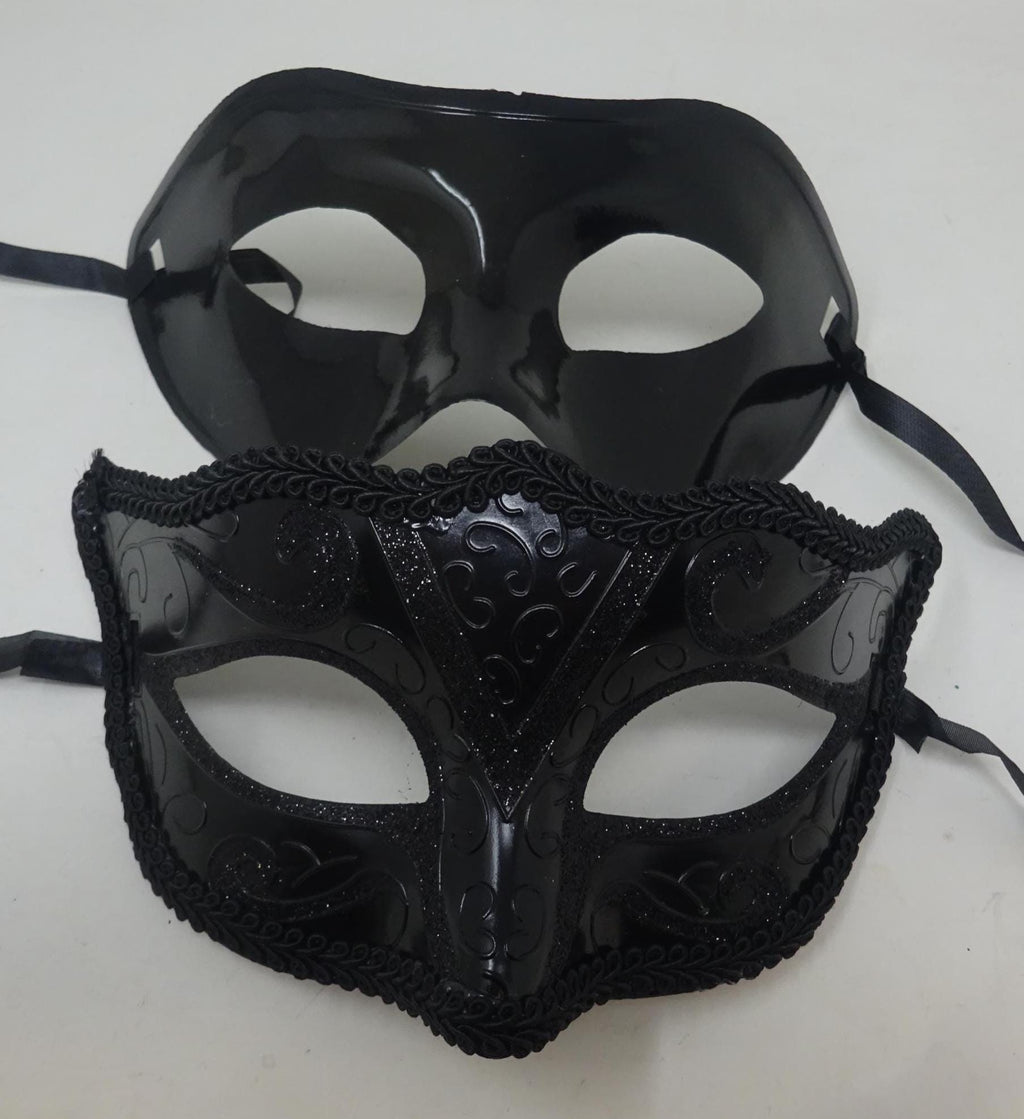 Black His n Hers Couples Venetian Masquerade Party Ball Prom Eye Carnival Masks