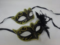 Pair of Couples His and Hers Masquerade Masks in Gold, Black and Bronze with Flower Detail