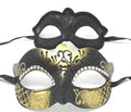 Gold and Black Diamonte Detail His and Hers Couples Pair of Masquerade Masks