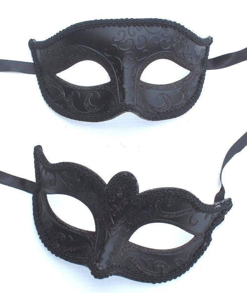 Black His n Hers Couples Venetian Masquerade Party Ball Eye Carnival Masks