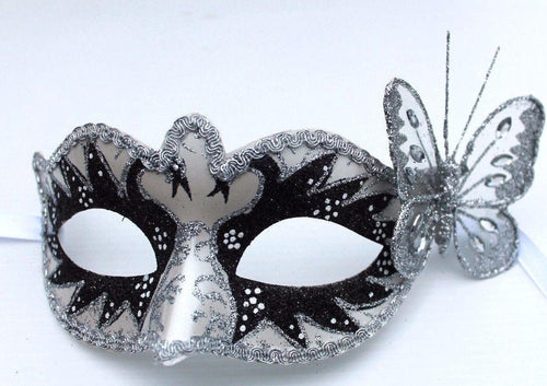 Black and White Swan Lake Venetian Masquerade Party Carnival Eye Mask with Butterfly