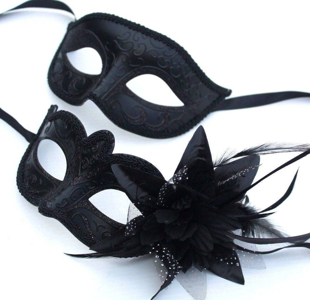 Black Pair of Male and Female Masquerade Masks
