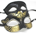 Gold and Black Diamonte Detail His and Hers Couples Pair of Masquerade Masks