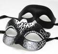 Black and Silver Diamonte Pair of Male and Female Couples Masquerade Masks