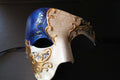 Blue and Gold Half Face Phantom Masquerade Mask