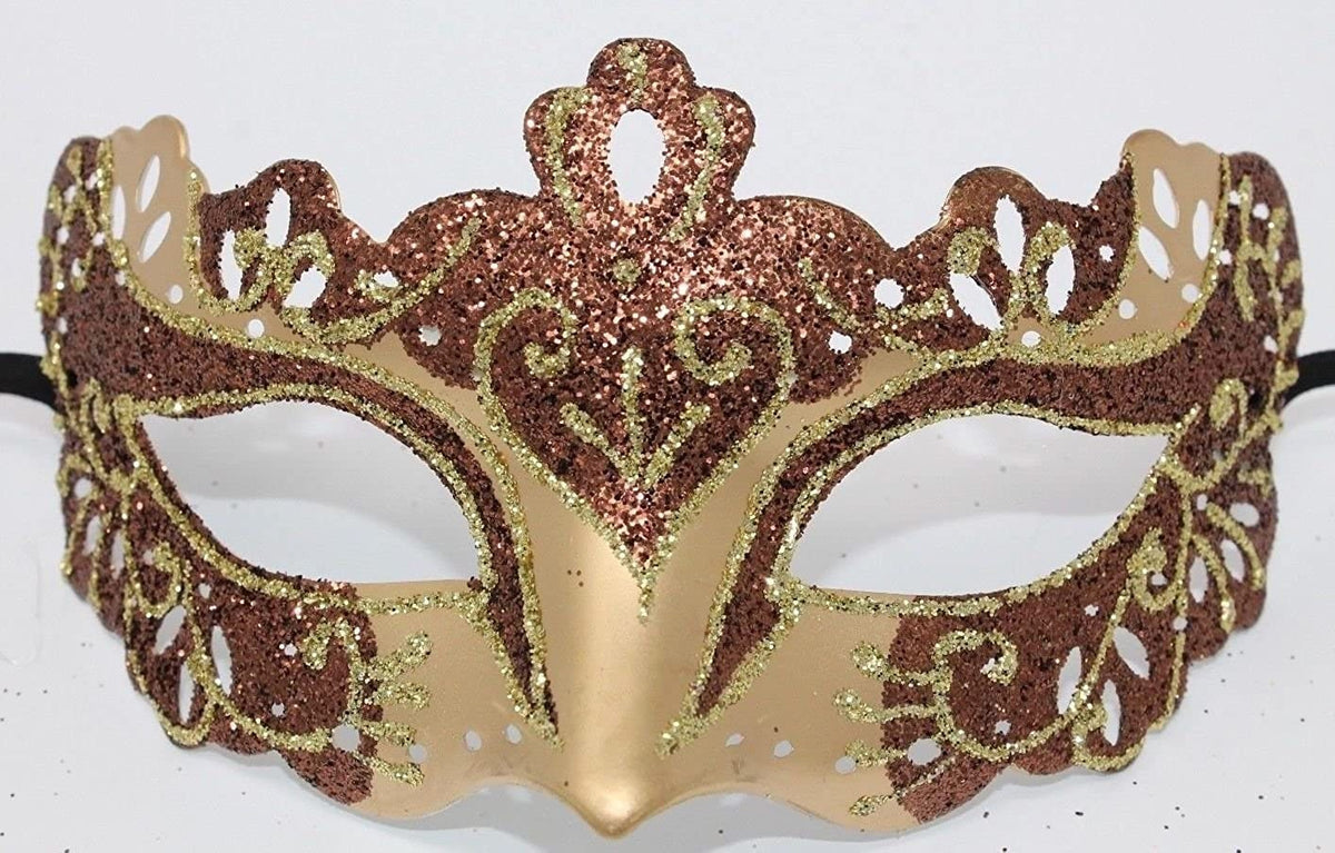 Brown and Gold Rialto Masquerade Ball Venetian Party Mask