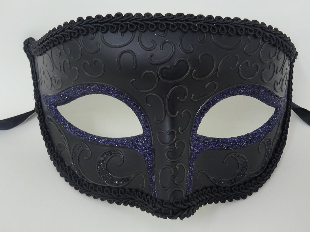 Mens or Ladies Black and Sapphire Blue Masquerade Carnival Ball Party Eye Mask