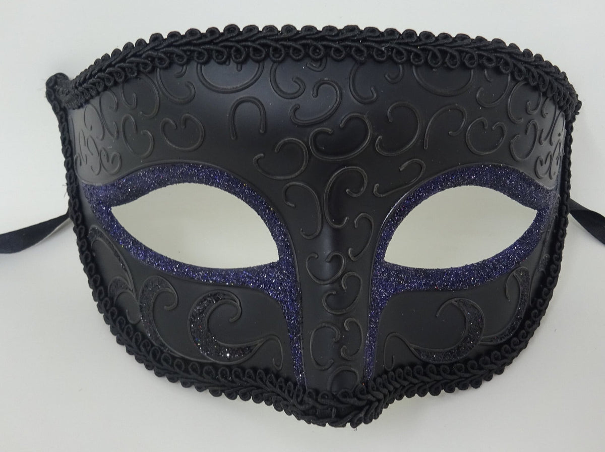 Mens or Ladies Black and Sapphire Blue Masquerade Carnival Ball Party Eye Mask