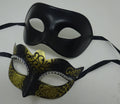 His and Hers Black and Gold Pair of Male and Female Couples Masquerade Masks