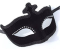 Velour Diamonte Black Masquerade Mask