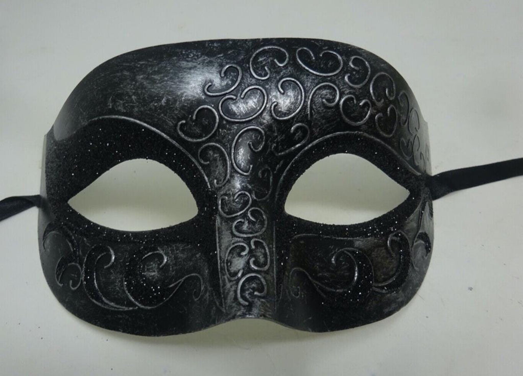 Mens or Ladies Silver and Black Flick Masquerade Mask