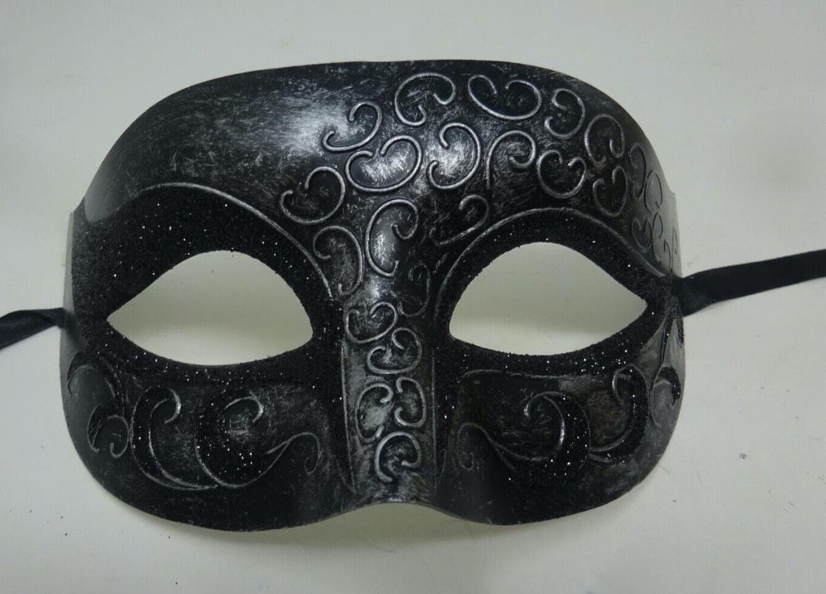 Mens or Ladies Silver and Black Flick Masquerade Mask