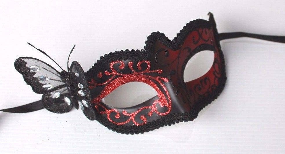 Red and Black Butterfly Masquerade Mask for Masked Ball
