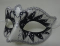 Black and Pearlised White Swan Lake Design Glitter Masquerade Mask