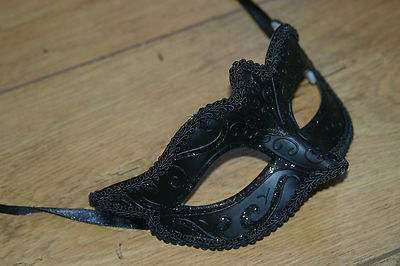 MENS OR LADIES MIDNIGHT BLACK VENETIAN MASQUERADE PARTY CARNIVAL EYE MASK NEW