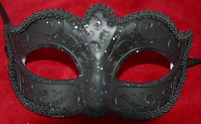 POPULAR MENS LADIES MIDNIGHT BLACK STUNNING VENETIAN  MASQUERADE PARTY EYE MASK