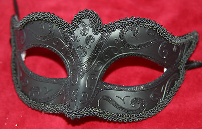 POPULAR MENS LADIES MIDNIGHT BLACK STUNNING VENETIAN  MASQUERADE PARTY EYE MASK